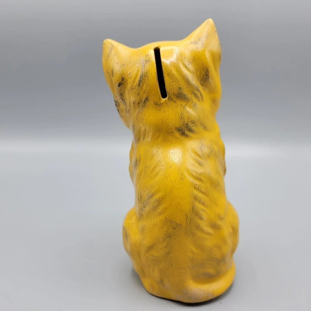 Vintage Yellow Sweet Kitty Cat Ceramic Coin Bank Home Shelf Decor